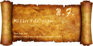 Milin Füzike névjegykártya